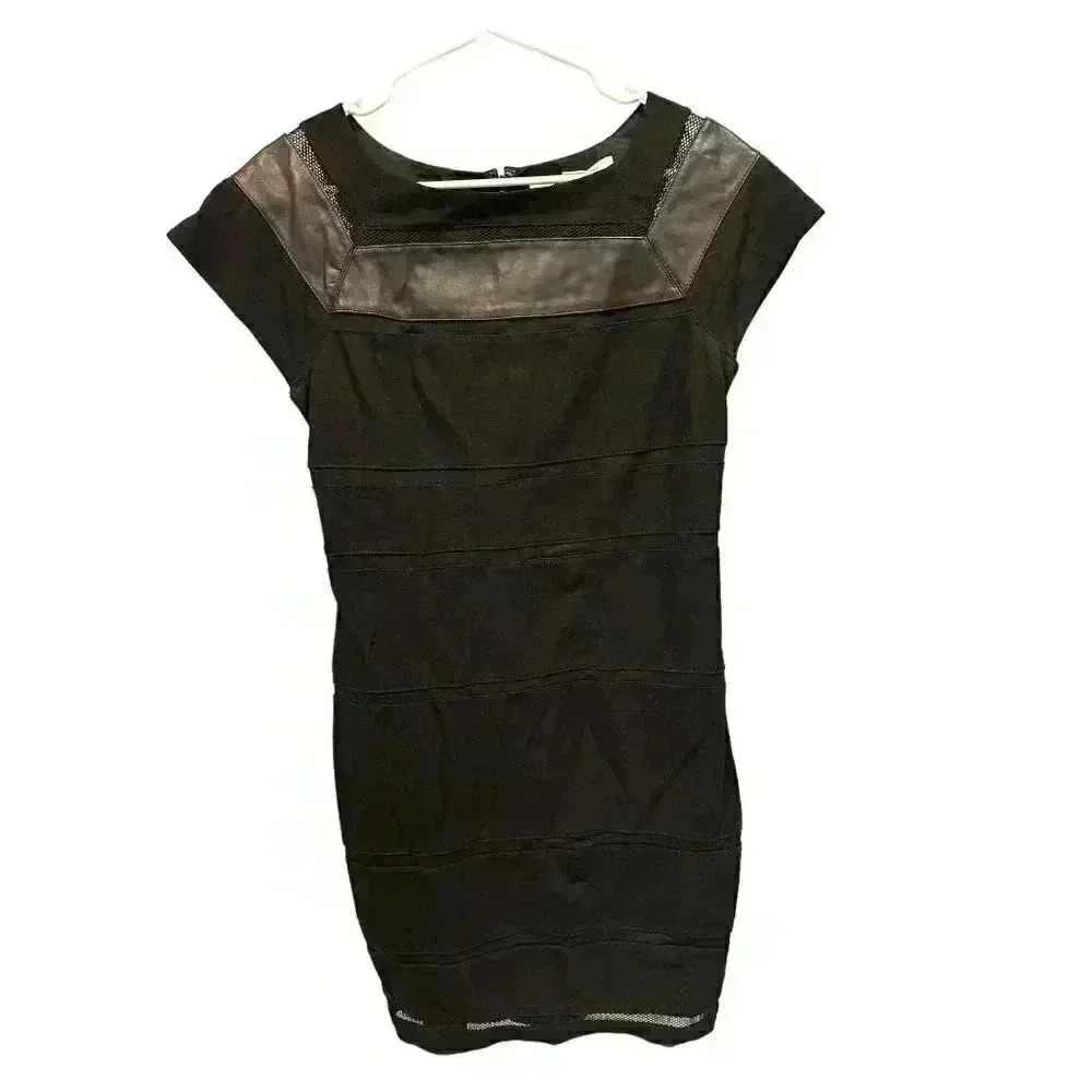 - Diane Von Fustenberg Novi Dress With Leather and Mesh Details Size 8, Pr…